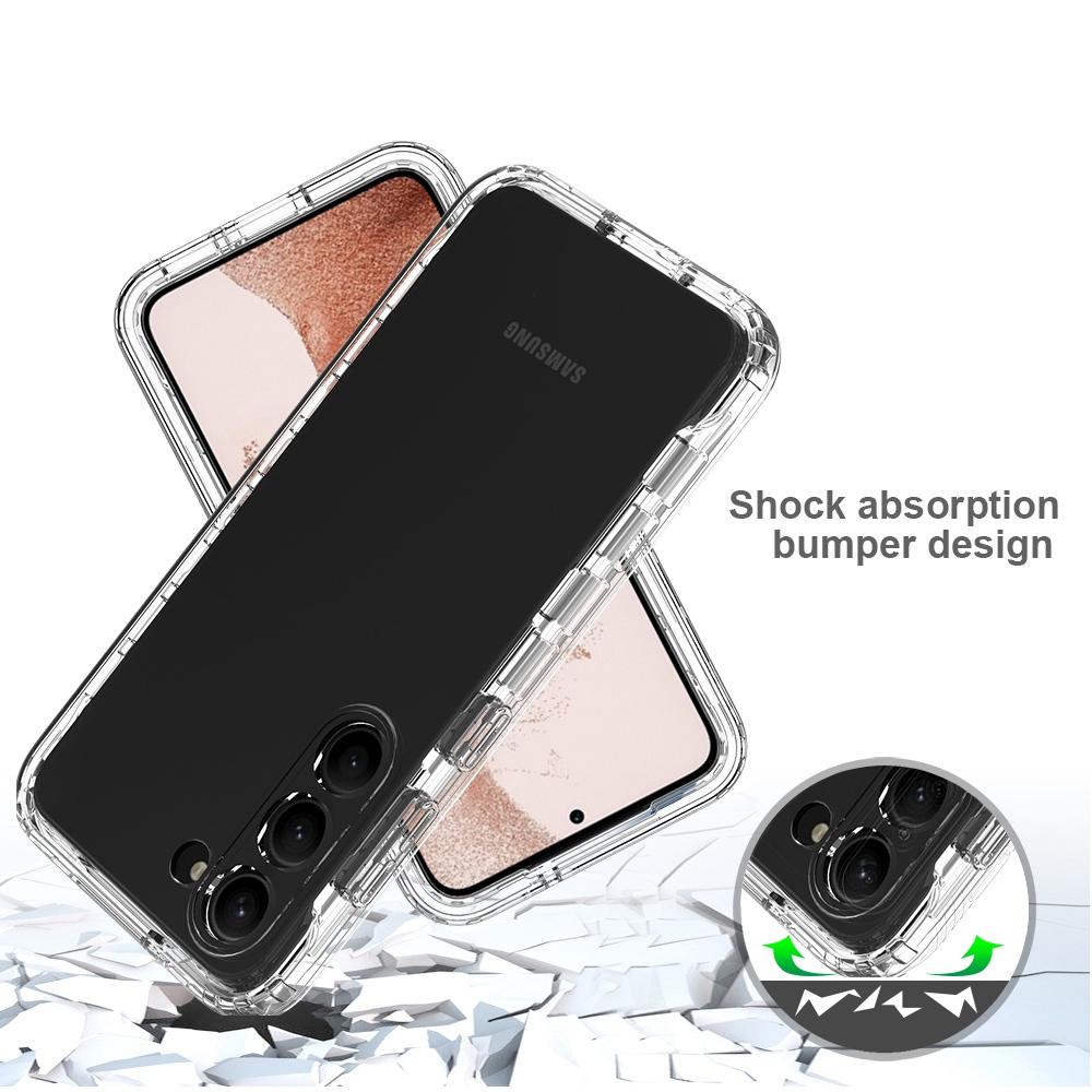 

For Samsung Galaxy S23 Clear Gradient Phone Case 3-in-1 Hybrid PC+TPU Reinforced Full Protection Cover with PET Screen Protector Purple