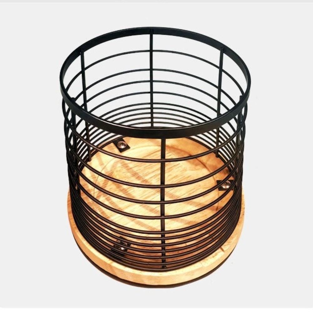 Wooden Base Kitchen Storage Bucket Drainage Hole Cooking Utensil Rack  Kitchen Storage