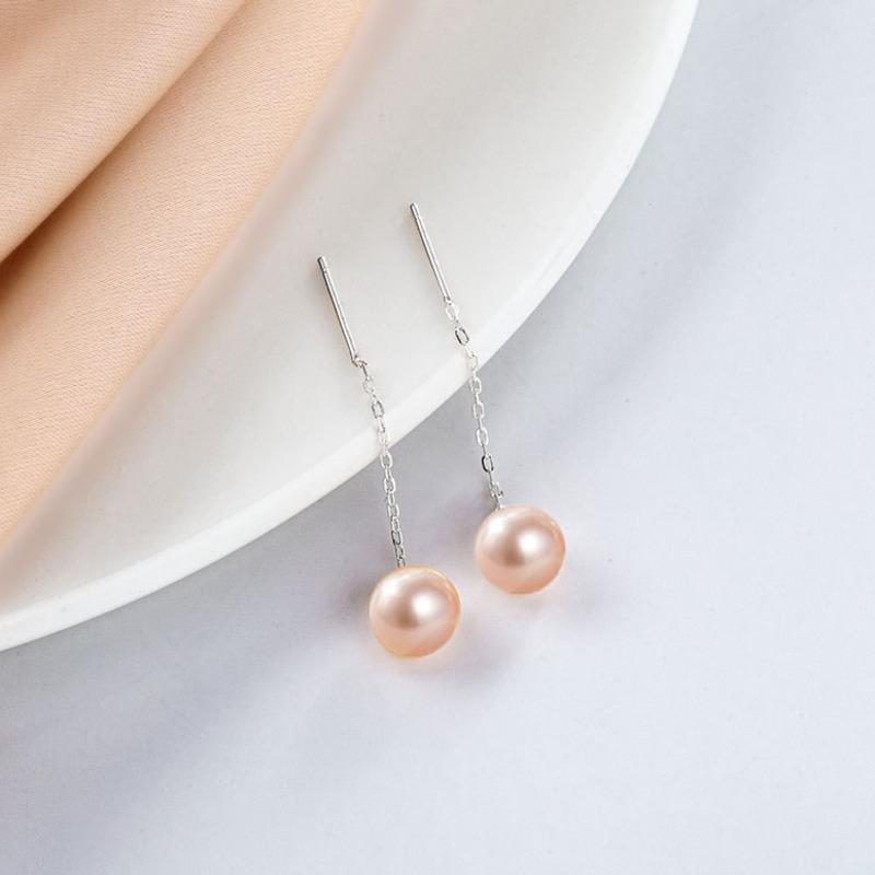 

BELLA BOX Pure Silver Needle Ear Thread French Super Fairy Long Grey Pink Pearl Tassel Ear Chain оранжевый