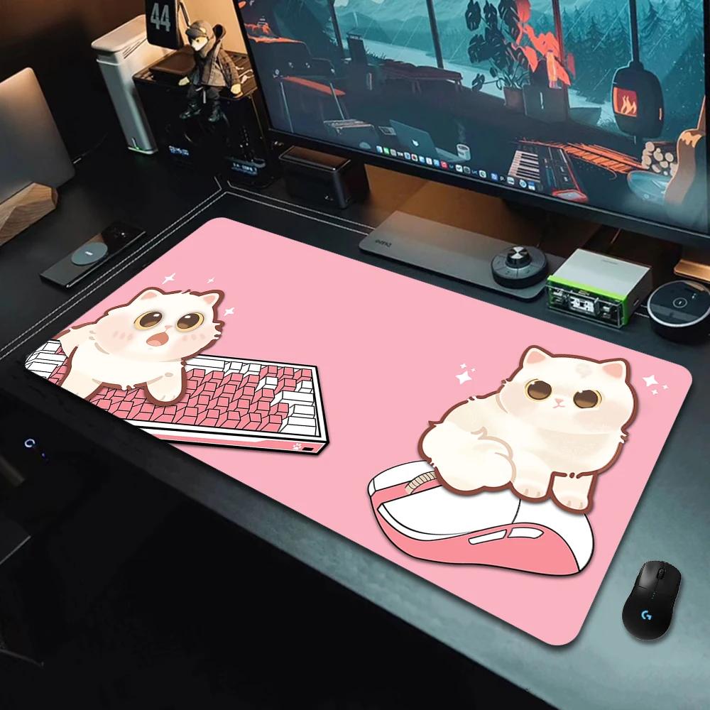 Large Mouse Pad MM Colorful Cute Cat Desk Pad Gamer Keyboard for PC Gamers Office Desk Accessories Mouse Gaming Playmat