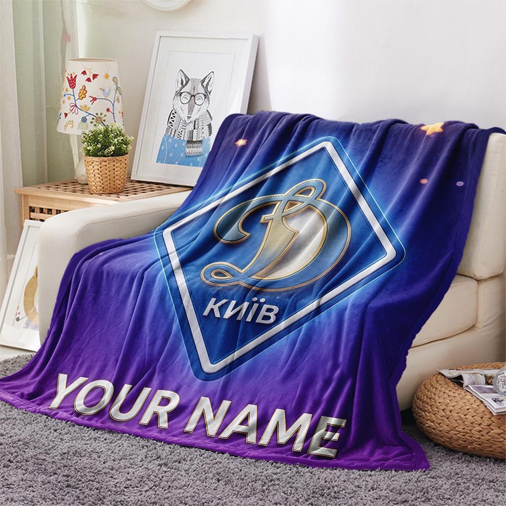 Custom Name Dynamo Kyiv Flannel Blanket, High Quality Comfortable for All Seasons, Home Decor, Warmth and Comfort