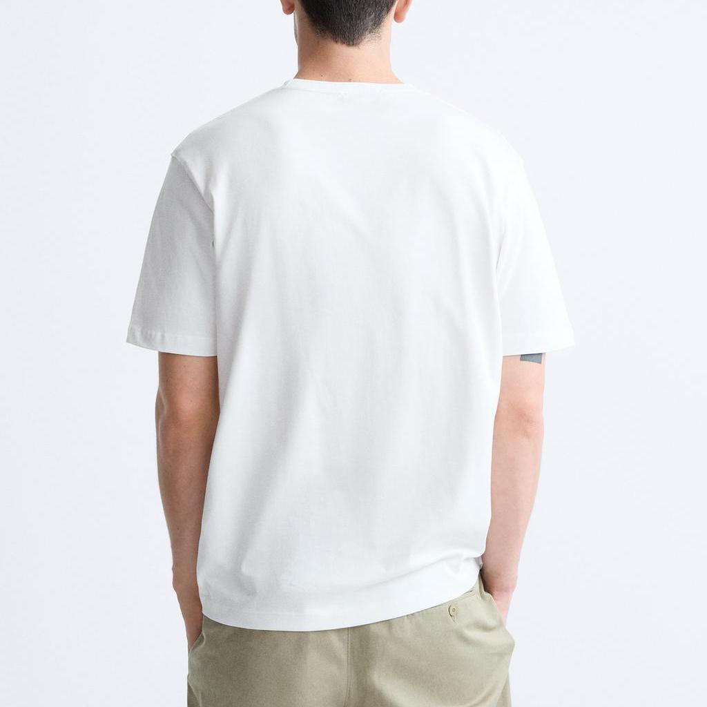 Zara Solid Slim Fit Crew Neck Short Sleeve T-Shirt Men tops White 1887470-250