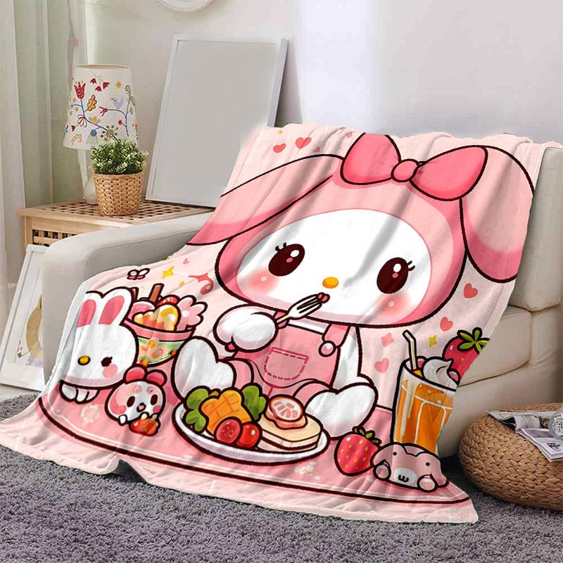 1pc My Melody's Sweet Breakfast Adventure Blanket, Soft Throw for Home Decor, Gift Idea, Suitable for All Seasons, Living Room, Travel, Camping, Car B