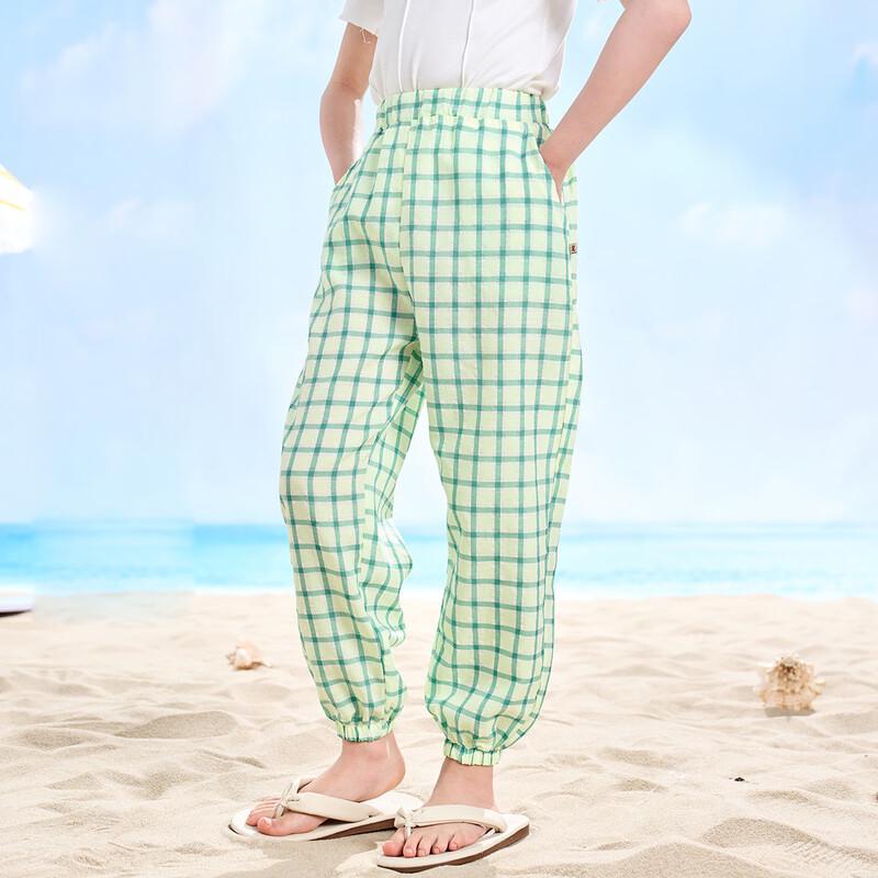 

Girls Summer Plaid Anti-Mosquito Casual Jogger Pants 120