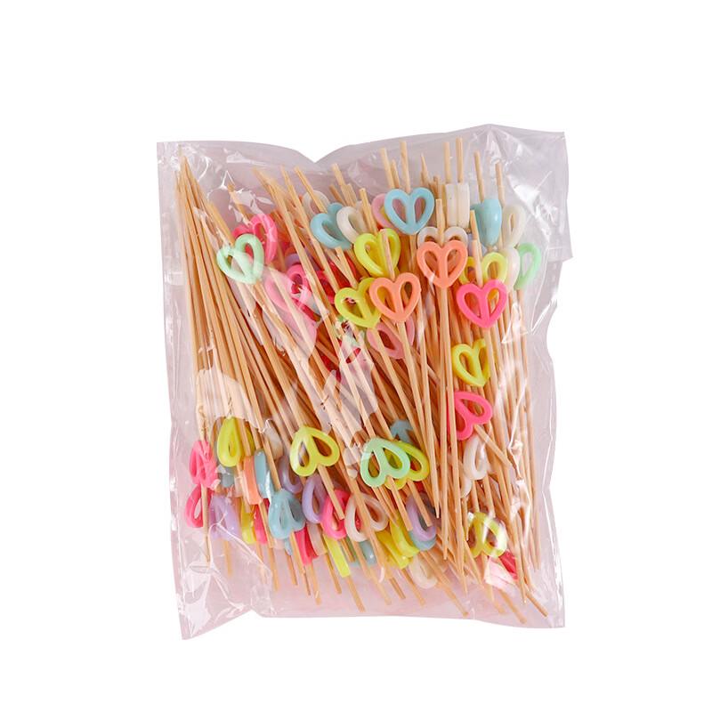 

ZISIZ Colorful Heart Disposable Bamboo Fruit Picks