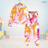 Kids Boys Girls Hooded Long Sleeve Striped Printed Sweatshirt Cuffed Pants Two Piece Set