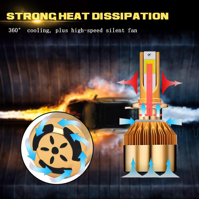 2 Stück dreifarbige C6 LED-Scheinwerfer H4 Auto 12000LM Birne H11 H8 H3 9005 9006 HB3 Hb4 9012 Hir2 H1 H7 880 881 H27 Nebelscheinwerfer 12V Lampe