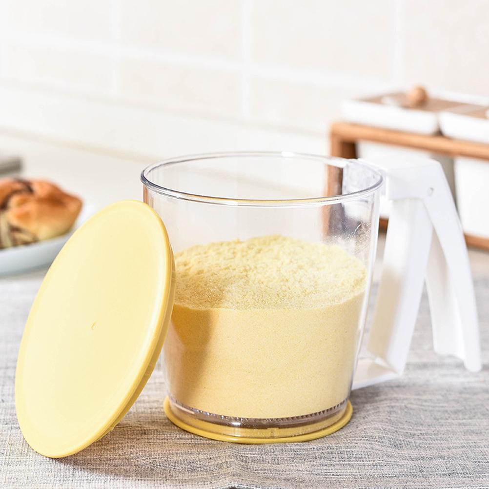 Sită de Făină din Plastic Sită de Făină cu Ochiuri Fine cu Capace Superioare și Inferioare Sită de Făină de Mână