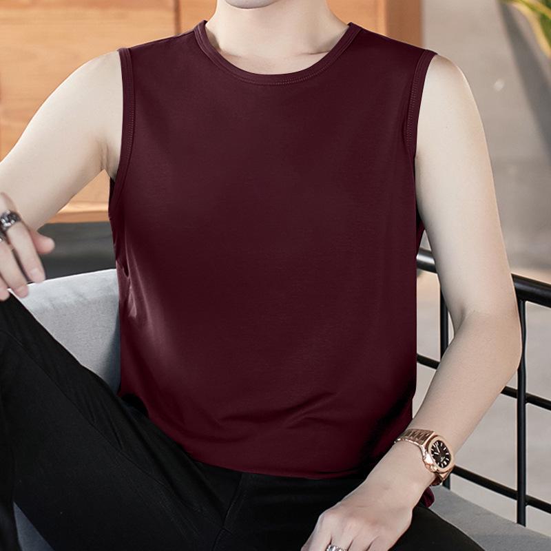 Men's Slim Korean Style V-Neck Sleeveless Vest - Casual Breathable Solid Color Youth Waistcoat