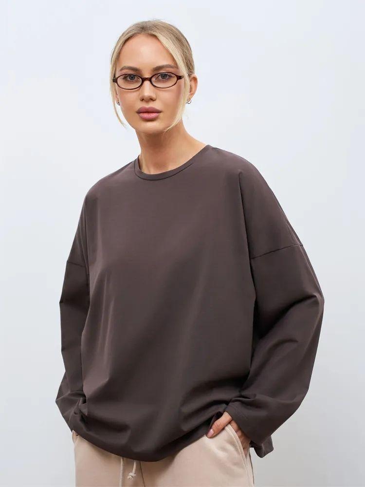 Damen Rundhals Langarm T-Shirt Lockerer Schnitt Pendler Freizeit Oberteil