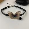 Sweet Cool Butterfly Choker Fashion Clavicle Chain Necklace Party Jewelry Simple Y2K Clavicle Chain PU Leathers Necklace