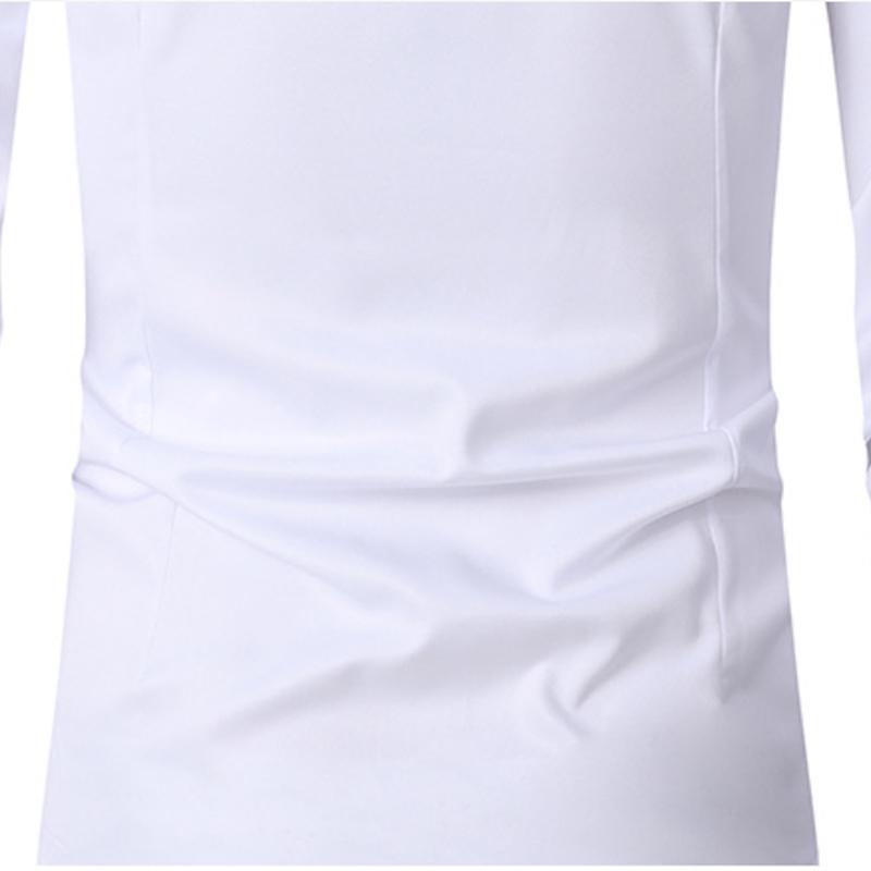 Chemise homme à manches longues, tendance, sans repassage, style business décontracté, blanc pur