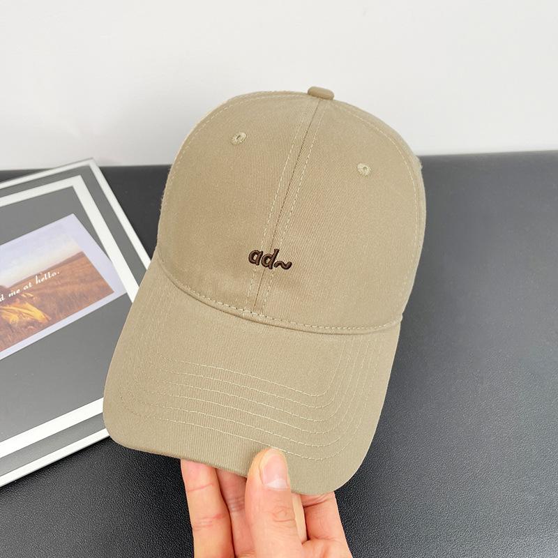Solid color baseball cap for women, spring and summer embroidered soft-top sunshade cap, student outdoor versatile sun protection cap for men
