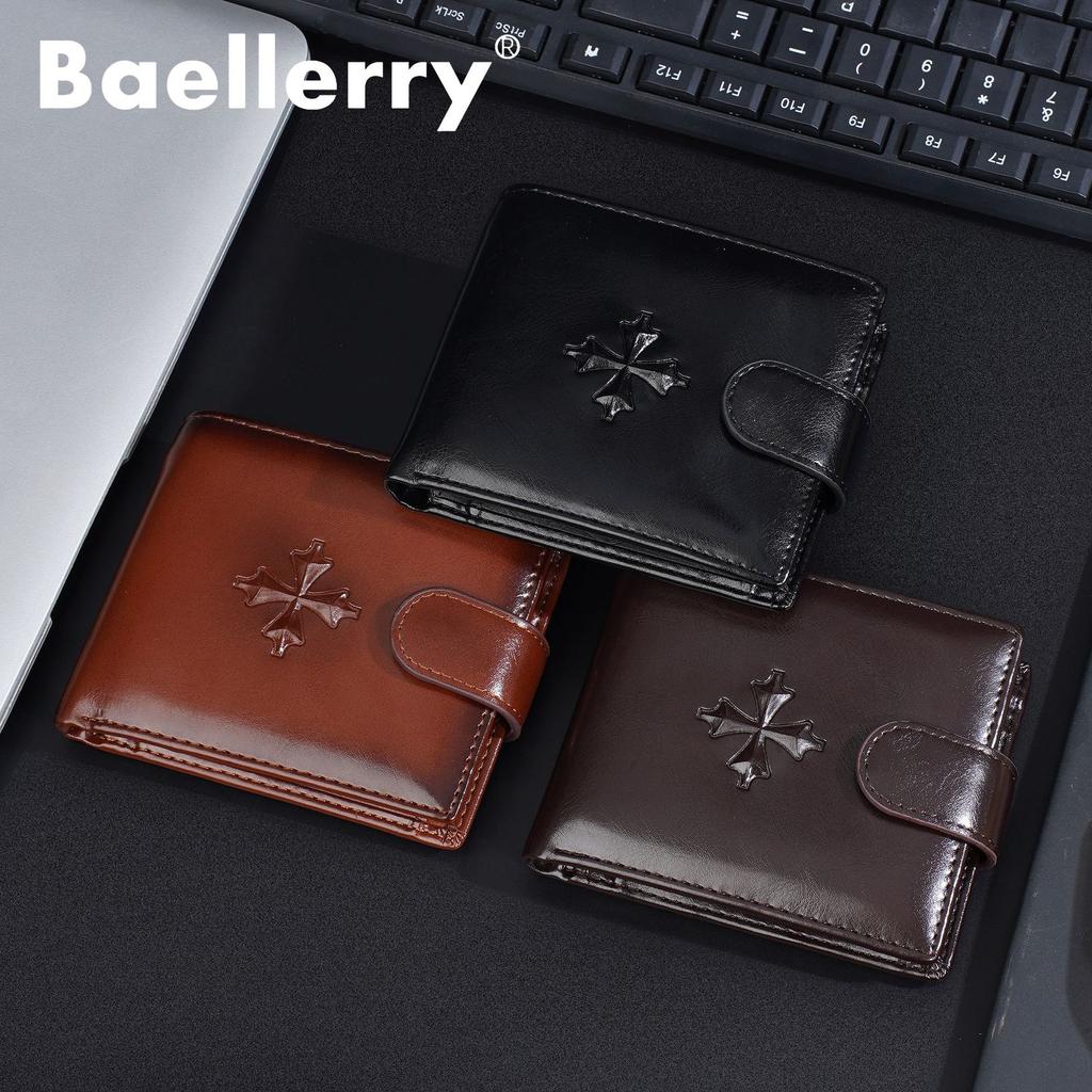 New Wallet Men's Short Men's High-end Retro Pu Buckle Wallet Business Zipper Small Wallet Men