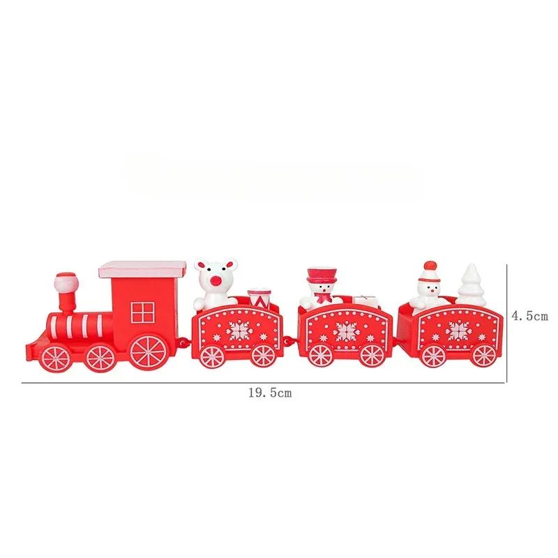 Plastic Christmas Train Ornament Baby Toys Cute Painted Toy Train with Santa Claus Snowman Crafts for New Year Xmas Kids Gifts