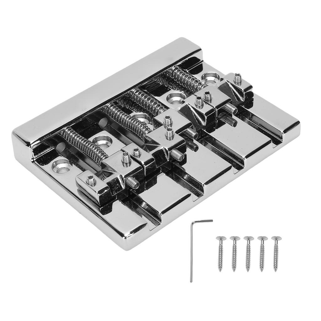 4 String Bass Bridge Fit for HiMass Zinc Alloy Rich Tone 0.75 Inch String Spacing Bass Bridge Replacement