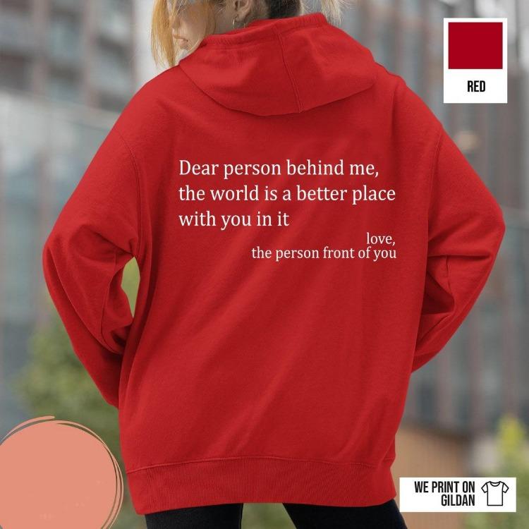 Dear Person Print Fall Winter Women Clothing Hoodies Long Sleeve Drawstring Sweatshirt