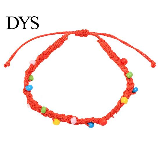 Colorful Summer Beach Accessories Handmade Braided Bracelet for Women, Bohemian Woven Wrist Rope Wristbands with Rice Beads, Adjustable Knot