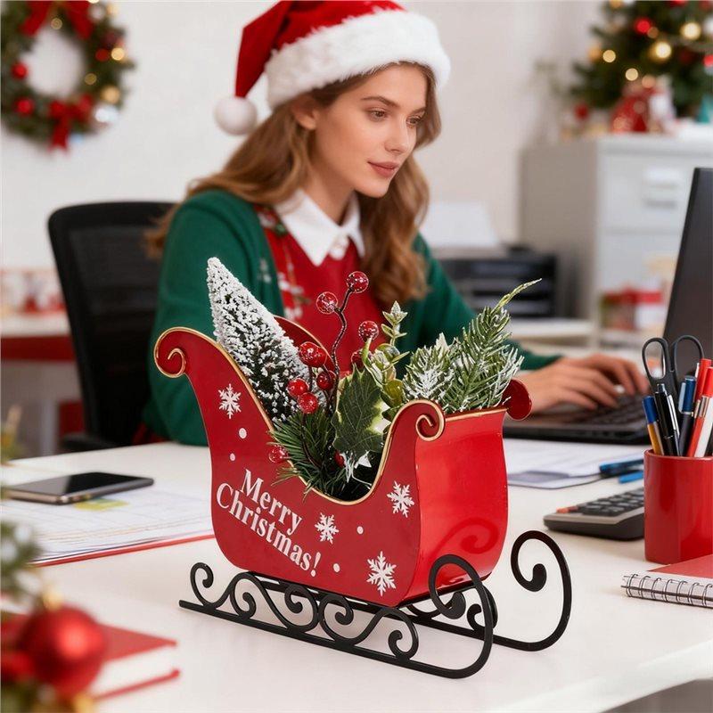 Festive Christmas Tree Ornaments Hollowed 3D Sleigh Decorations For Indoor For Indoor Holiday Family For Christmas Tree