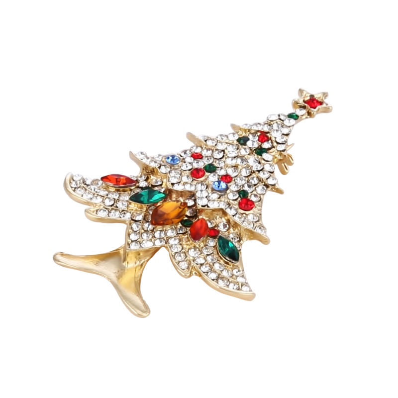 Christmas Vintage Bells Brooch Xmas Tree Shape Pins For Women Men Colorful Rhinestones New-Year Jewelry Garment Accessories