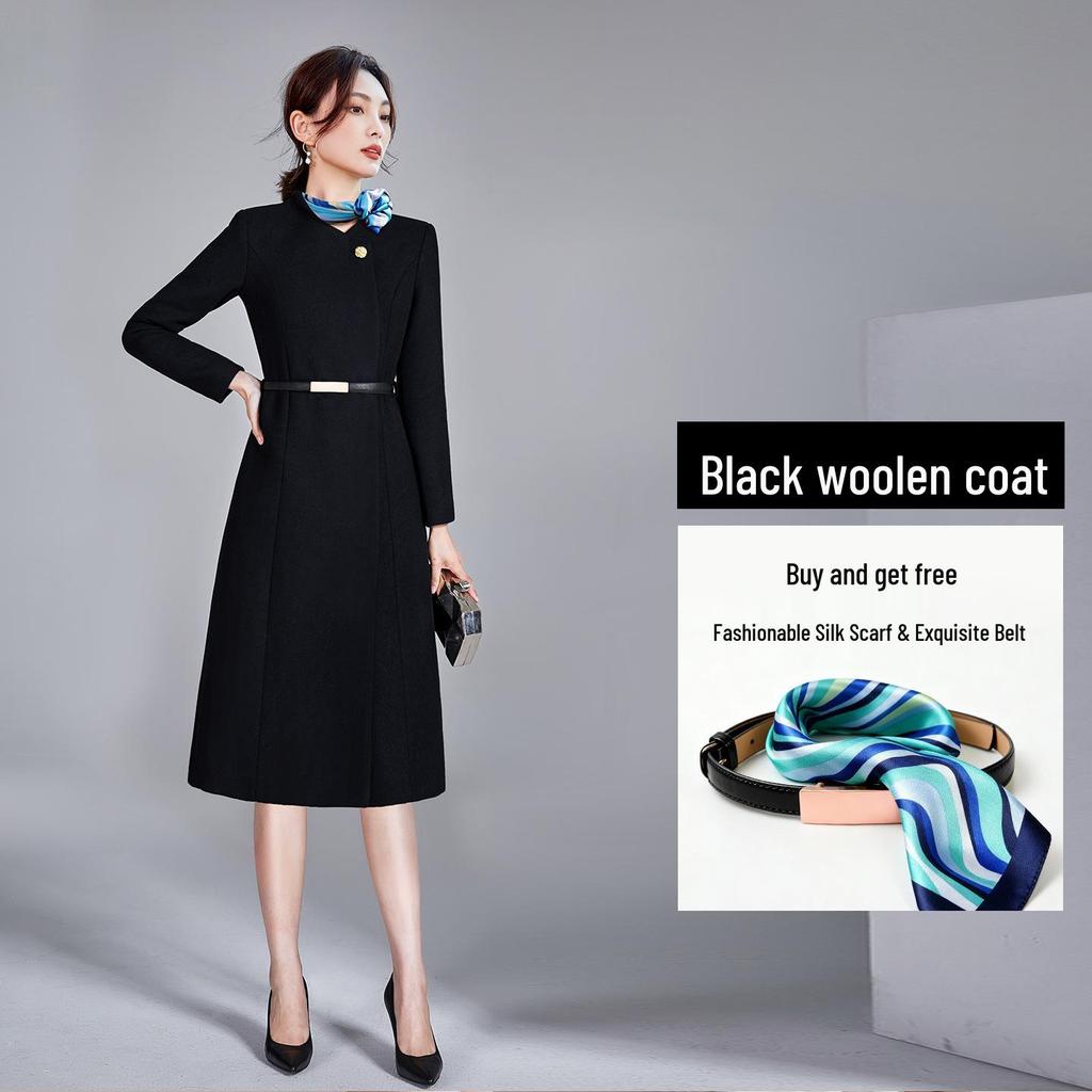 Women's Long Woolen Coat - Thick, Warm, and Professional Winter Wear