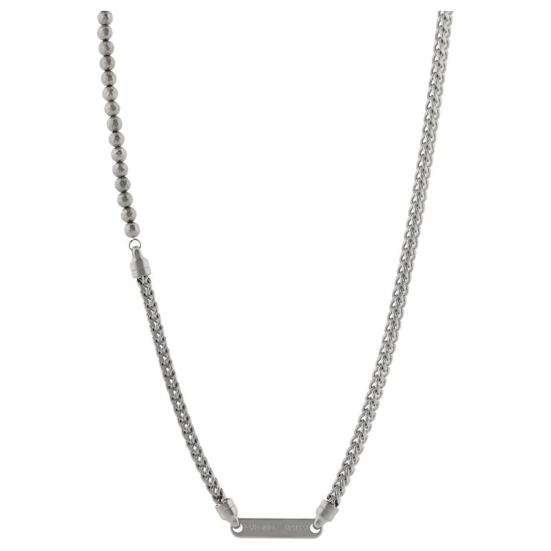 Emporio Armani Original Design Stainless Steel Necklace Men and Women Same Style Couple Model Silver Silver F Basic Packaging-brand Original Box