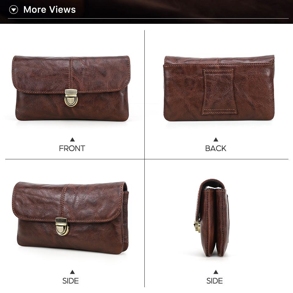 Genuine Leather Waist Phone Bag for Men Full Grain Leather Fanny Bag Waist Pack 6.9" Phone Pouch for iPhone 16 17 Pro Max