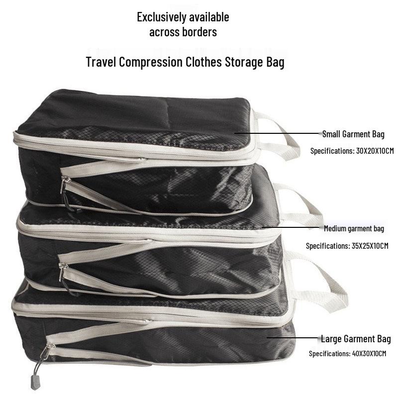 Waterproof Cross-Border Travel Three-Piece Compressible Clothes & Underwear Storage Bag Set