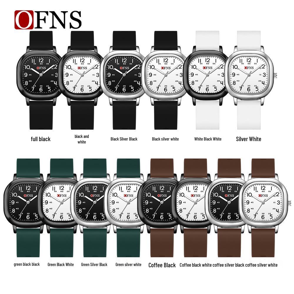 Oufanni Student Exam Watch: Silent Quartz Square Wristwatch with Night Light for Boys & Girls
