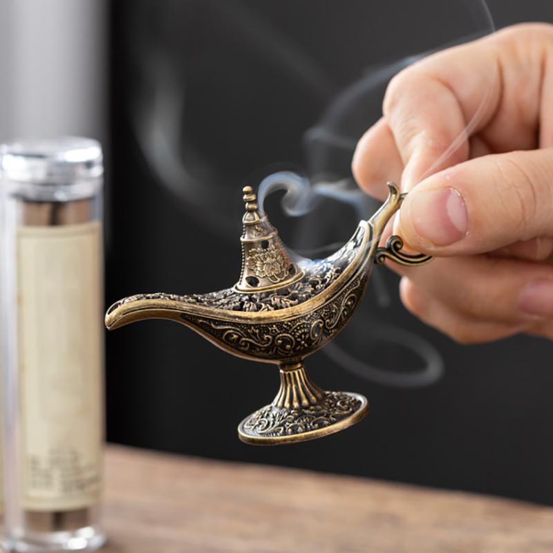 Antika Tarzı Lamba Metal Buhurdanlık Kokulu Kokusuz Mumluk Ev Dekorasyonu Hediye Arap Buhurdanlığı
