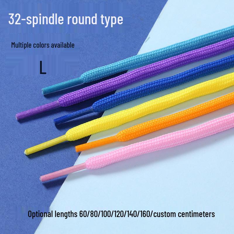 White Polyester Round Shoelaces for Hiking, Dad Sneakers, & Basketball Shoes