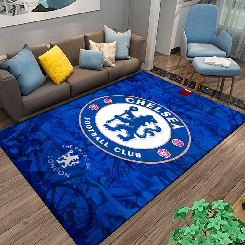 Chelsea Football Club Logo Carpet, Blue Lion Pattern for Fan Decor Suitable for Use As an Anti-slip for Living Room Bedroom Sofas
