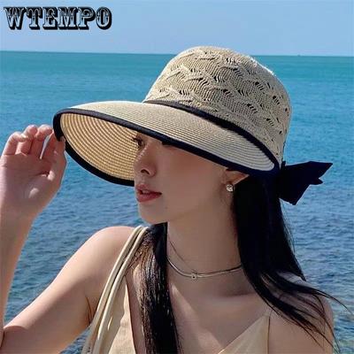 New Korean Version Grass Hat Beach Sun Protection Bow Sun Hat Women's Grass Woven Hat Summer