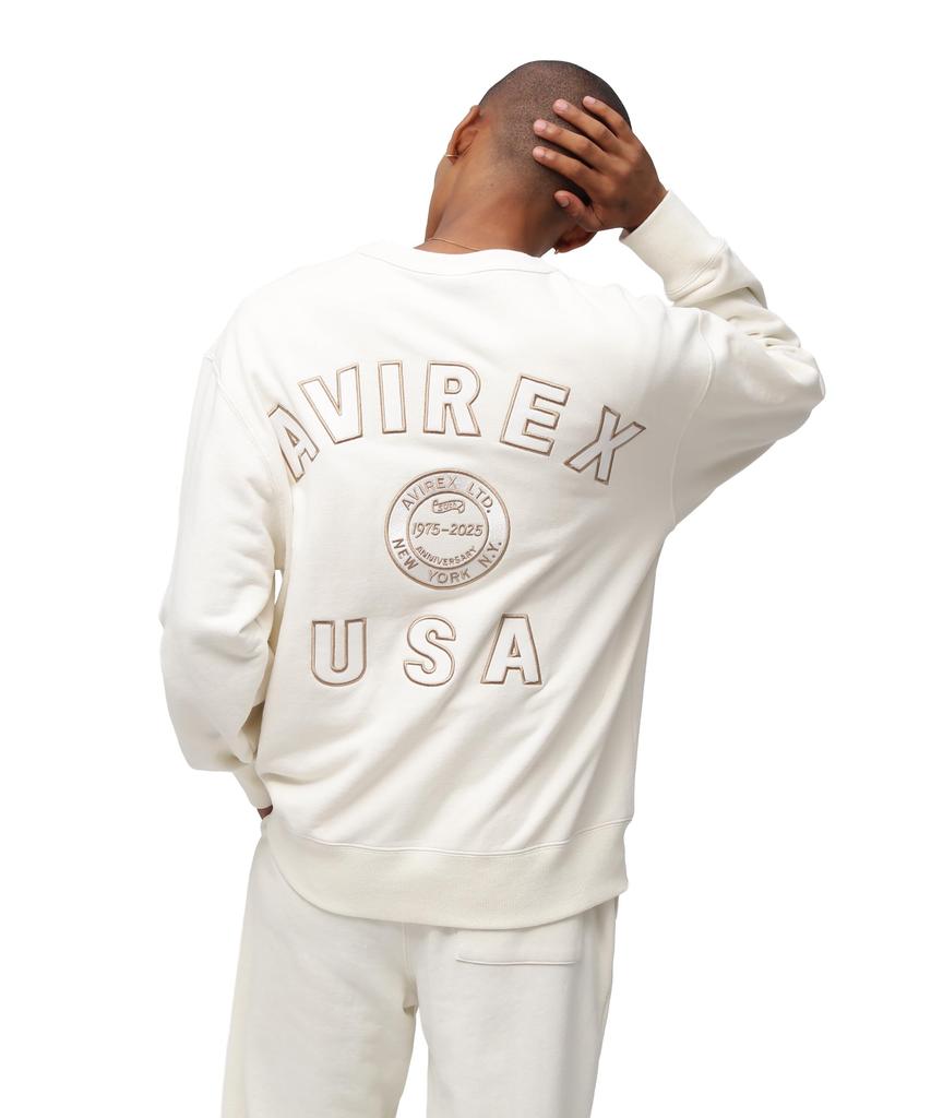 AVIREX 50th Varsity Crewneck Sweat Men's 2XL 033 Off-white 783-5232004