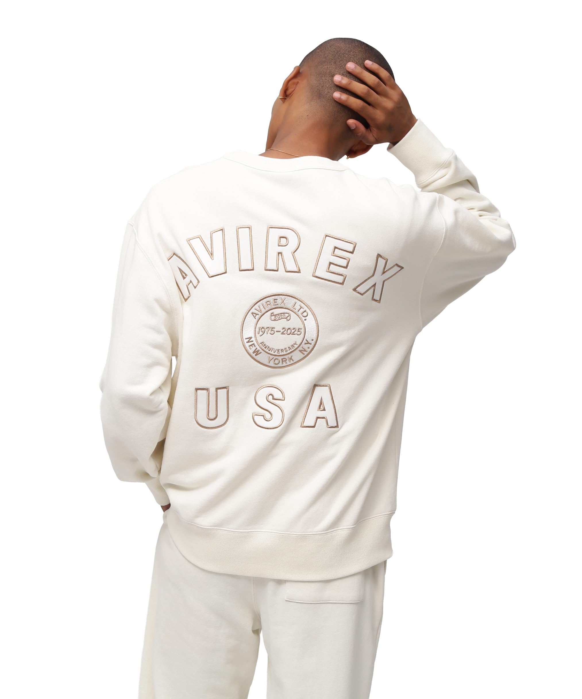 AVIREX 50th Varsity Crewneck Sweat Men s 2XL 033 Off-white 783-5232004