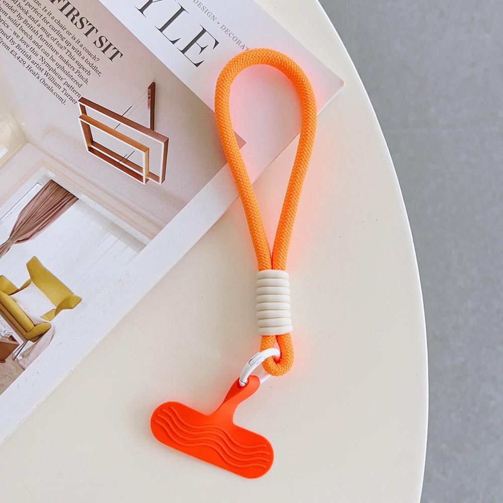 Universal Braided Short Mobile Phone Lanyard Strap Hanging Chain Ring Silicone Cord with Patch Wrist Strap Cell Phone Detachable