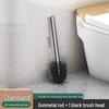 Wall-Mounted Soft Bristle Toilet Cleaning Set with Long Handle and Storage Rack