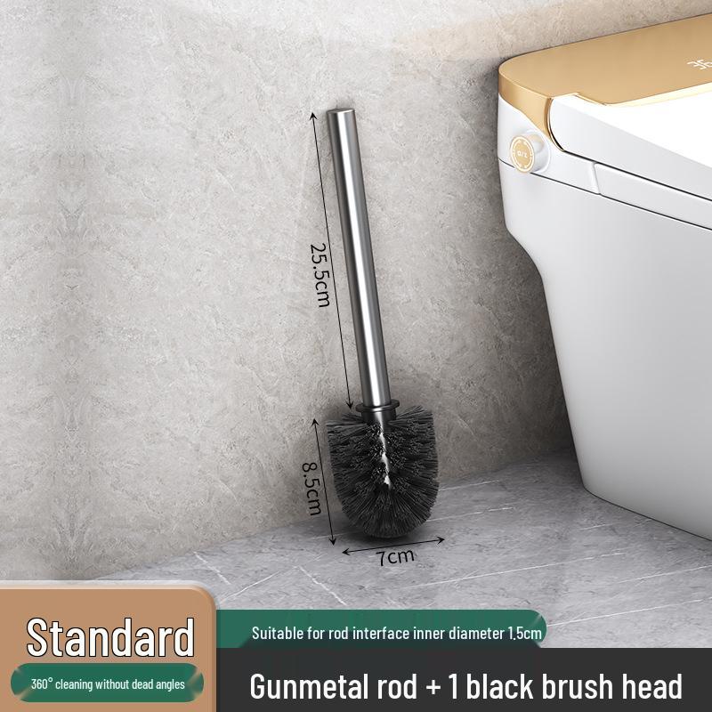 Wall-Mounted Soft Bristle Toilet Cleaning Set with Long Handle and Storage Rack