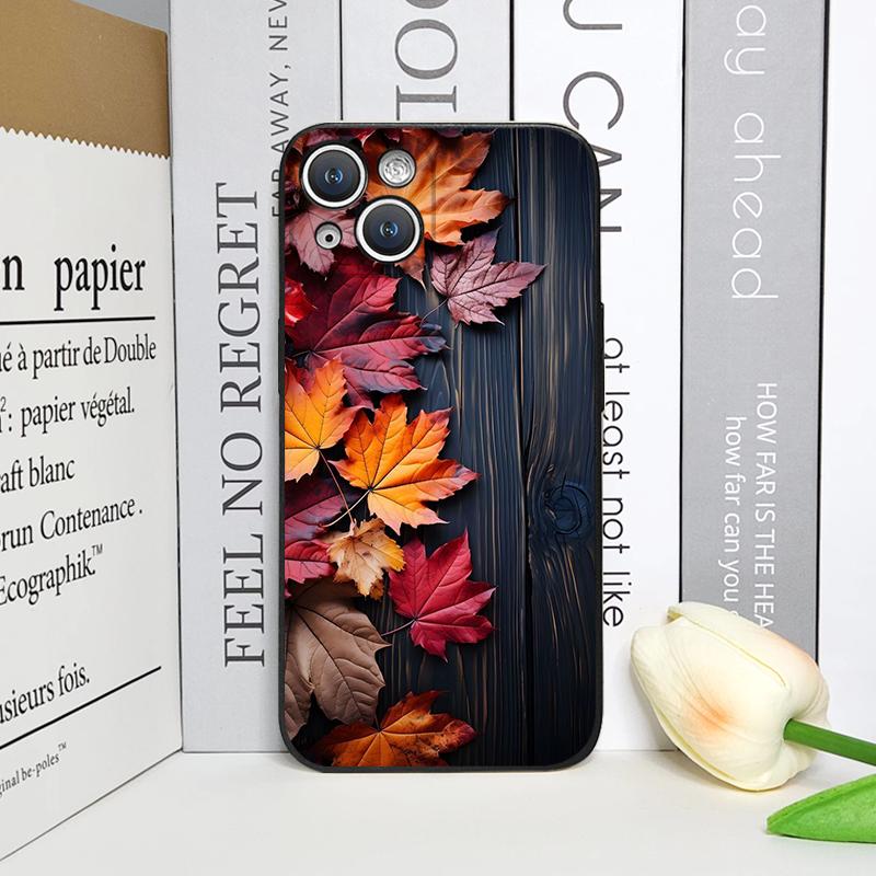 Vintage Autumn Fall Maple Leaf Pattern Phone Case for iPhone 17 16 12 11 14 Plus 13 15 Pro Max 12 13 Mini X XS XR Soft Cover Y2K