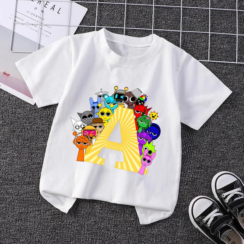 Children's T-shirt A-Z letter T-shirt cute cartoon boy and girl clothes
