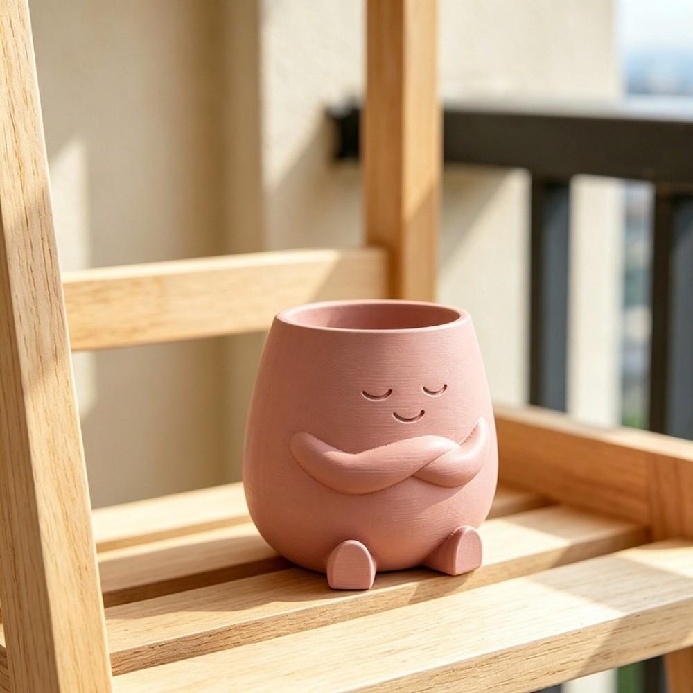 Gardening Gift Mini Size Plant Pot 3D Printed Stylish Design Head Planter Ornaments Holder Flowerpot Office