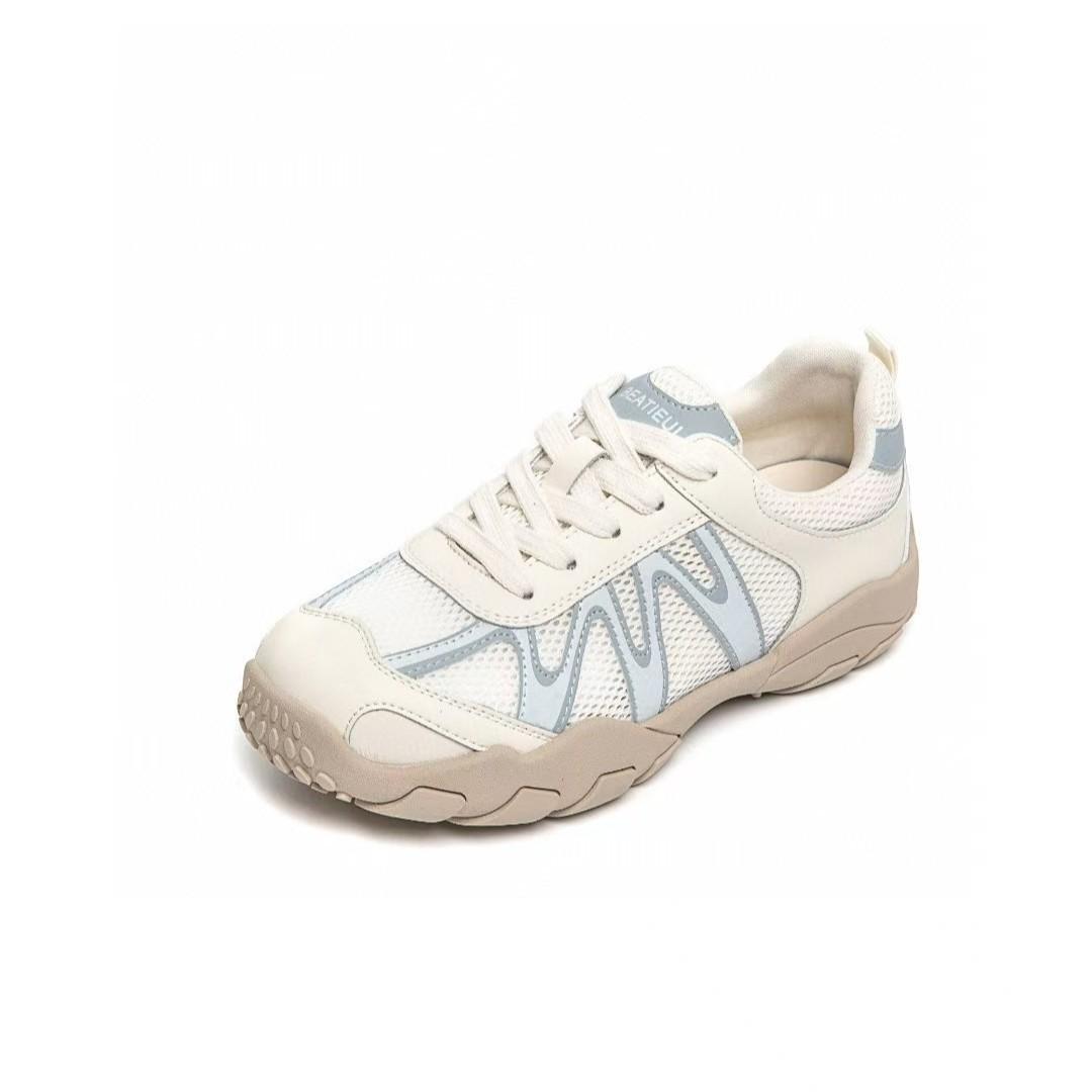 

Leather mesh breathable women s summer single mesh outdoor sports and leisure shoes platform white shoes 35