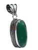 Green Onyx Natural Gemstone Antique Silver Plated Pendant 2.25" J 2038