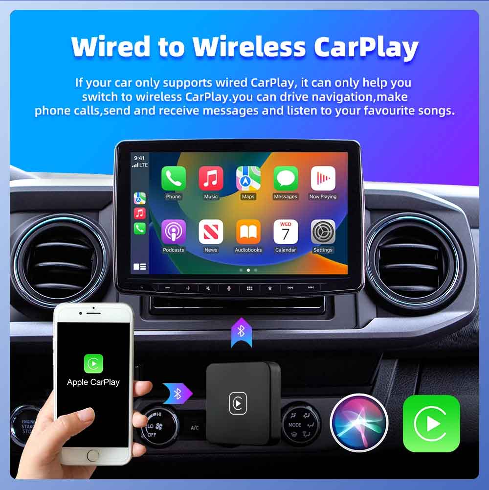 Mini Wireless Carplay Box Android Auto 2IN1 Wired To Wireless Adapter Dongle for Toyota Mazda Camry Suzuki Subaru Citroen Kia Ford Opel IOS Spotify BT