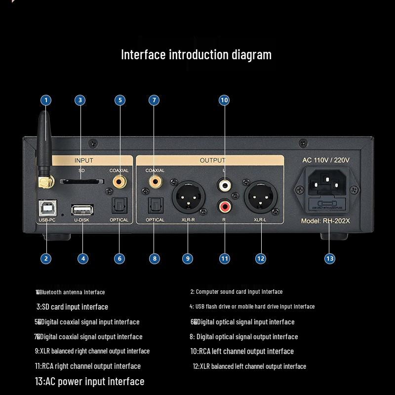 DSD Lossless HiFi Bluetooth 5.1 Music Player with USB and Turntable, DTS Dolby AC3 Decoding.