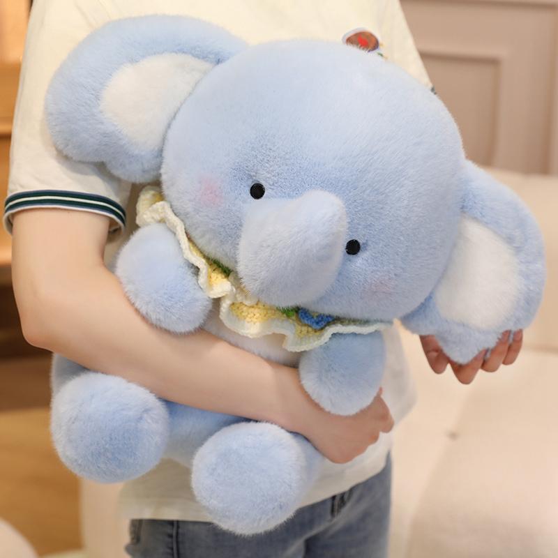 Non-Toxic Cute Elephant With Bib Plush Toy Cartoon Stuffed Animals Plushies Doll Soft Peluches Toys For Children Gift Room Decor