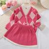 Baby Girls Clothes Set Autumn Winter Cartoon Grape Clothing Set New Kids Knitted Sweet Outfit Children Clothes Suit