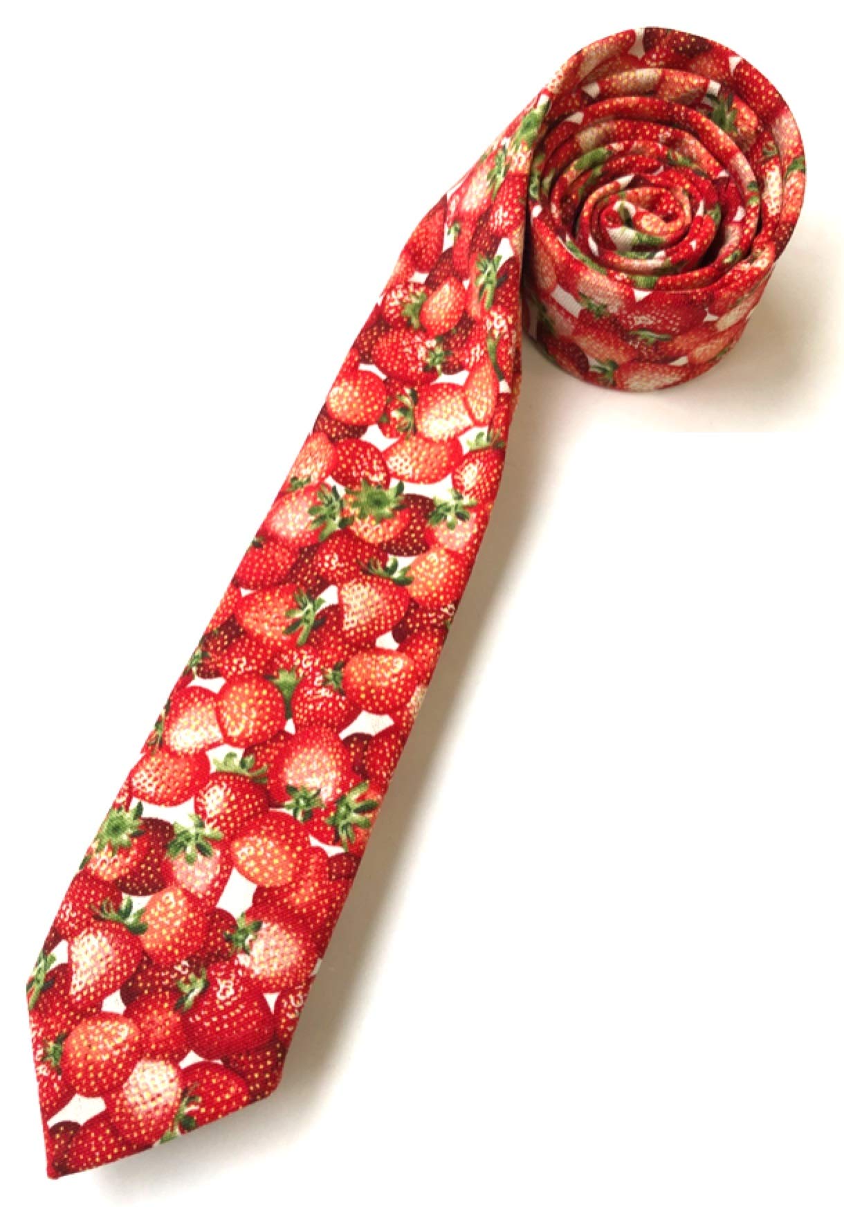 [HANG OVER] Made in Japan 6cm Strawberry Print Cotton Tie (White)