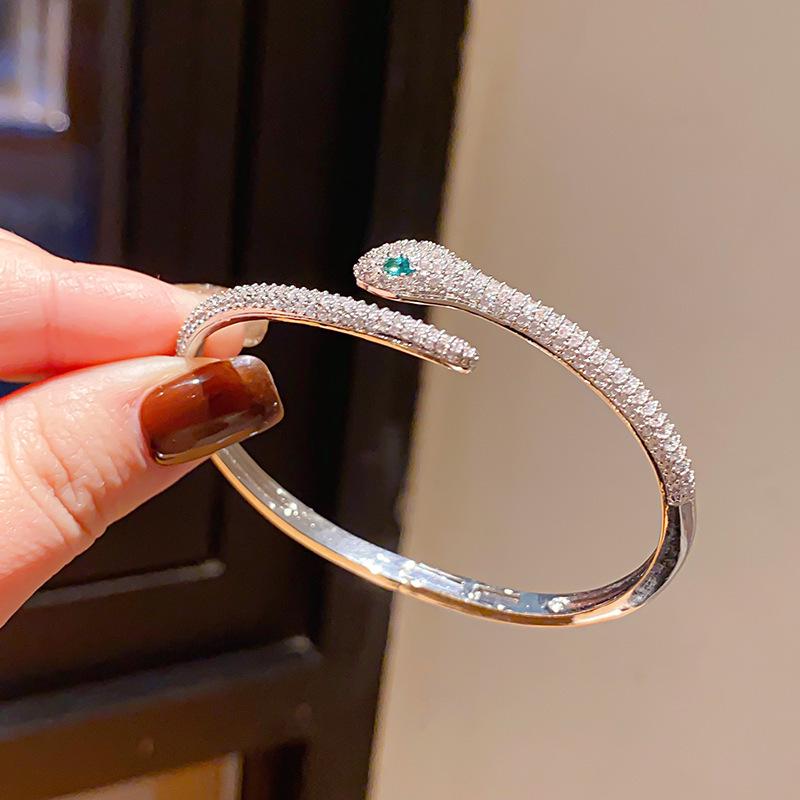 

Gold-Plated Zircon Snake Bangle: Elegant, High-End Fashion Jewelry for Women