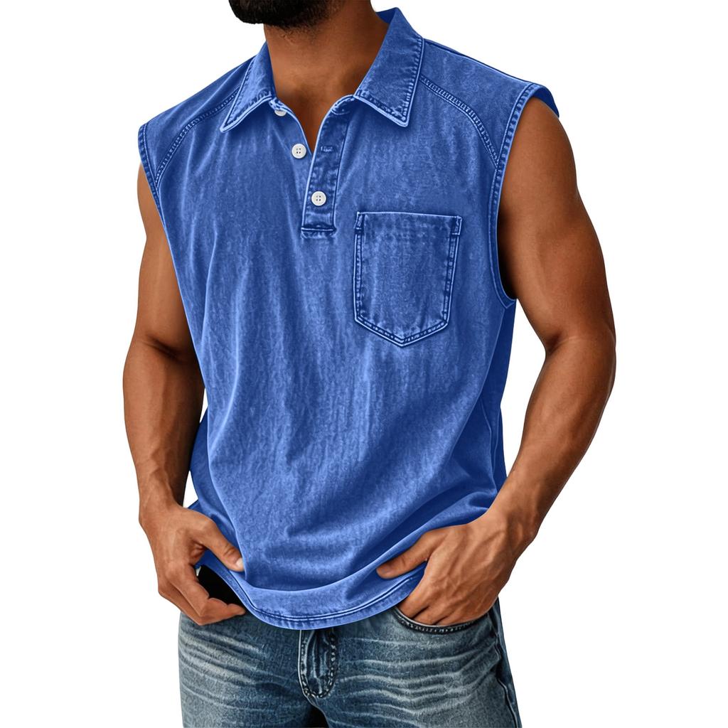 Men's Summer Color Pocket Sports Buttons Vest Men's Sports Casual Vest